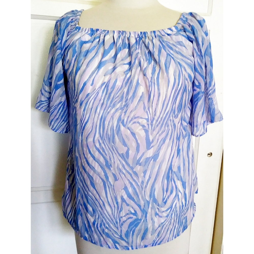 Blue off the shoulder blouse